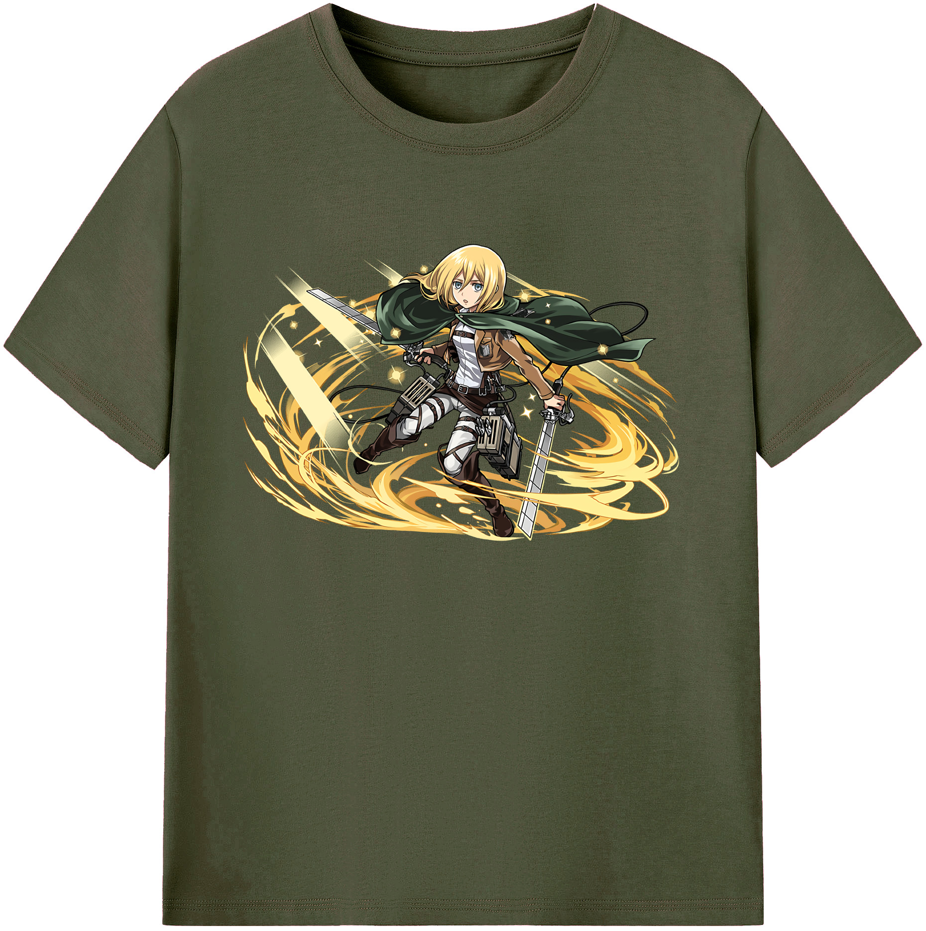 （画像用） 進撃の巨人 クリスタ·レンズ Attack on Titan Christa Lenz 綿100％ メンズ半袖Tシャツ｜肌触りやわらか＆通気性